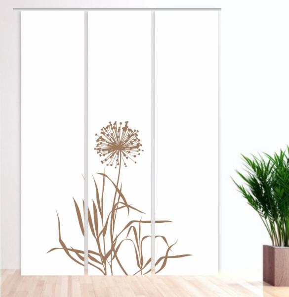 Flächenvorhang Allium 24  blanco Cappuccino - 3teiliges Set Flächenvorhang 3er Set, Schiebegardine, Schiebegardinen, blickdicht, Flächenvorhang blickdicht, Schiebevorhang,